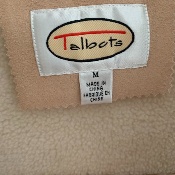 Talbots Tan Sherpa Lined Faux Suede Vest Size Medium - Picture 6 of 7